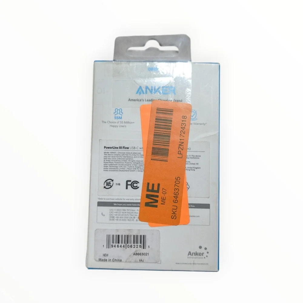 U3-N Anker PowerLine III Flow USB-C to Lighting Cable - Cloud White (6 ft)‎